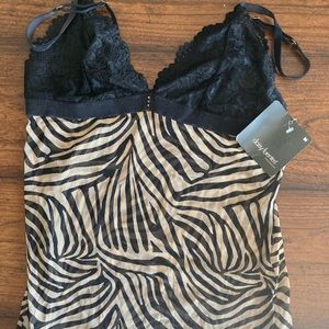 Daisy Fuentes Animal Print Lace/Silk Lingerie Top